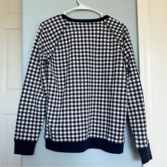 Draper James Natalie Sweatshirt in Navy Gingham. - Picture 4 of 6